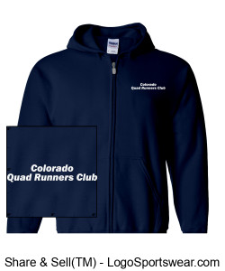 CQR Gildan Heavy Blend Zippered Hooded Sweatshirt Printed - Navy Blue Design Zoom